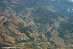 Aerial view of deforestation on mountainous terrain in Costa Rica