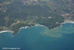 Aerial view of turquoise waters along Costa Rica's Pacific coastline