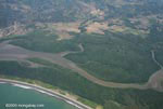 Aerial view of an estuary along Costa Rica's Pacific coastline