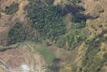 Aerial view of new oil palm plantations encroaching on forest land in Costa Rica