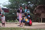 Girls preparing to play pov pob, a traditional Hmong courtship game