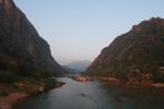 Nam Ou river gorge at sunset