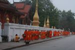 Procession of monks in Luang Prabang