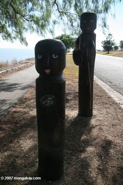 Wooden sculptures near the Great Ocean Highway